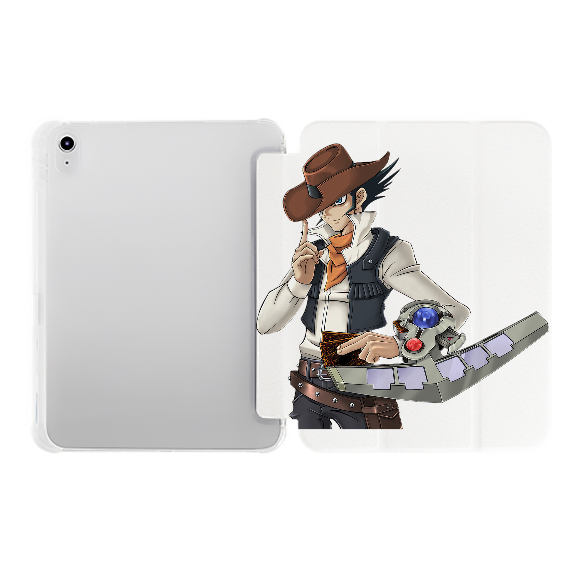 （画像用） 遊☆戯☆王 Yu-Gi-Oh! IPad ケース ペン収納付き 三つ折りスタンド PUレザー×シリコン 対応機種9.5/10.5/10.9インチ
